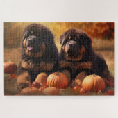 Tibetaanse Mastiff Puppy Herfst Delight Pompoen Legpuzzel (Horizontaal)