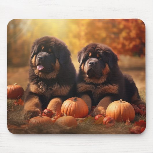 Tibetaanse Mastiff Puppy Herfst Delight Pompoen Muismat (Voorkant)