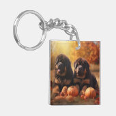 Tibetaanse Mastiff Puppy Herfst Delight Pompoen Sleutelhanger (Voorkant Links)