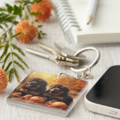 Tibetaanse Mastiff Puppy Herfst Delight Pompoen Sleutelhanger (Voorkant Rechts)