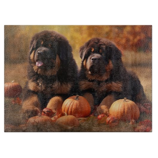 Tibetaanse Mastiff Puppy Herfst Delight Pompoen Snijplank (Voorkant)