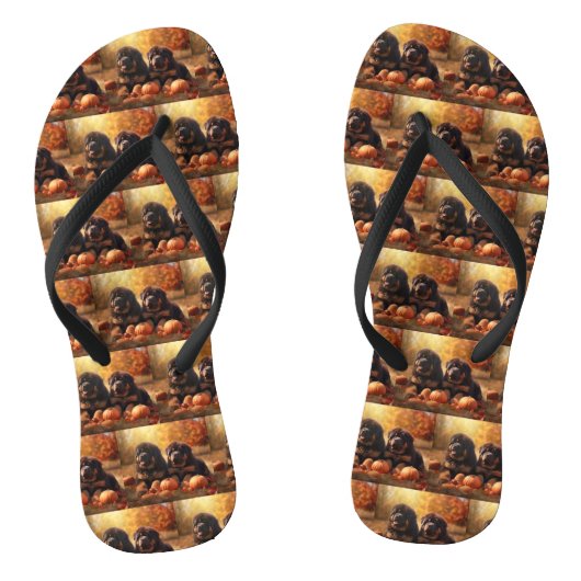 Tibetaanse Mastiff Puppy Herfst Delight Pompoen Teenslippers (Voetbed)