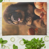 Tibetaanse Mastiff Puppy Herfst Delight Pompoen Theedoek (Gevouwen)