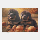 Tibetaanse Mastiff Puppy Herfst Delight Pompoen Theedoek (Horizontaal)