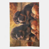 Tibetaanse Mastiff Puppy Herfst Delight Pompoen Theedoek (Verticaal)