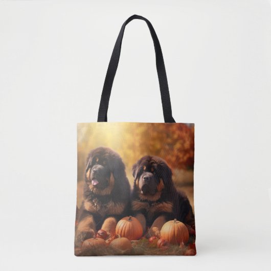 Tibetaanse Mastiff Puppy Herfst Delight Pompoen Tote Bag (Voorkant)