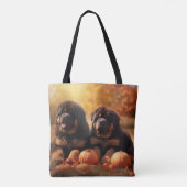 Tibetaanse Mastiff Puppy Herfst Delight Pompoen Tote Bag (Achterkant)