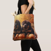 Tibetaanse Mastiff Puppy Herfst Delight Pompoen Tote Bag (Dichtbij)