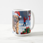 Tibetaanse Mastiff rent in de sneeuw met kerst Pet Koffiemok (Voorkant rechts)