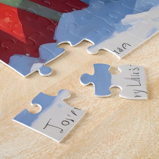 Tibetaanse Mastiff rent in de sneeuw met kerst Pet Legpuzzel (Zijkant)