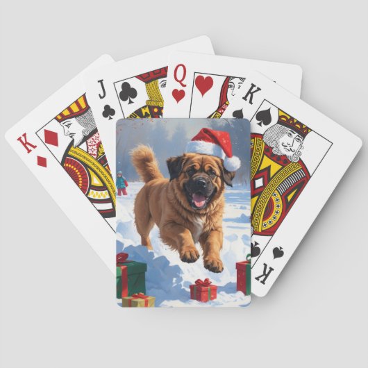 Tibetaanse Mastiff rent in de sneeuw met kerst Pet Pokerkaarten (Achterkant)