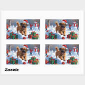 Tibetaanse Mastiff rent in de sneeuw met kerst Pet Rechthoekige Sticker (Vel)