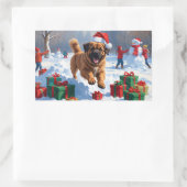 Tibetaanse Mastiff rent in de sneeuw met kerst Pet Rechthoekige Sticker (Tas)