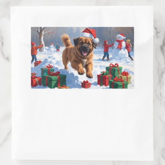 Tibetaanse Mastiff rent in de sneeuw met kerst Pet Rechthoekige Sticker (Tas)