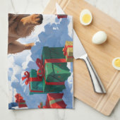 Tibetaanse Mastiff rent in de sneeuw met kerst Pet Theedoek (Quarter Fold)