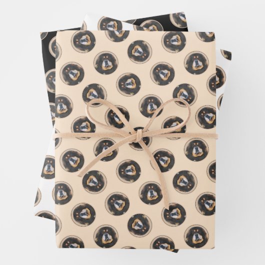 Tibetaanse Mastiff Schilderen Zwart en Tan Pet Dog Inpakpapier Vel (In situ)