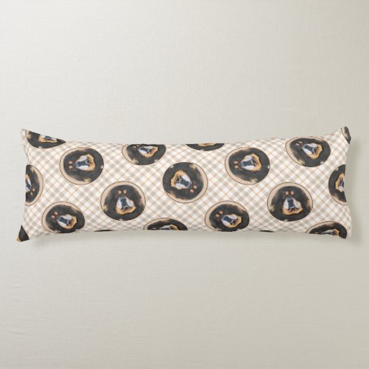 Tibetaanse Mastiff Schilderen Zwart en Tan Pet Dog Lichaamskussen (Voorkant)