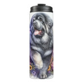 Tibetaanse Mastiff tussen bloemen en vlinders Thermosbeker (Voorkant)