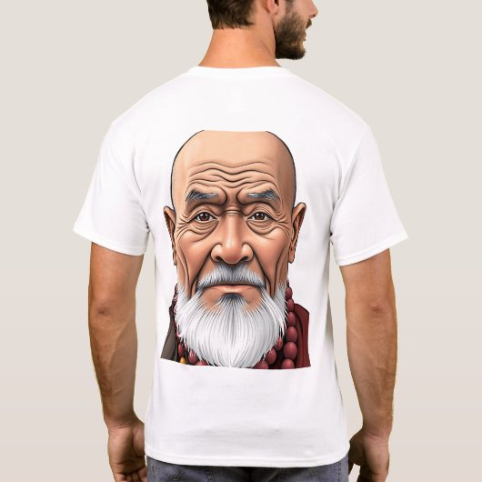 Tibetaanse ouderling gezicht illustratie t-shirt (Achterkant)