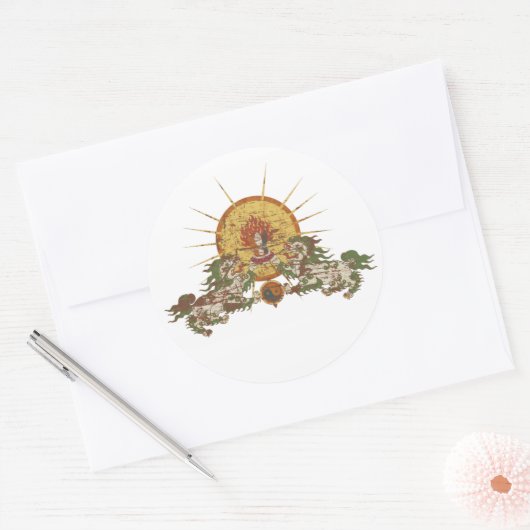 Tibetaanse sneeuwleeuw ronde sticker (Envelop)
