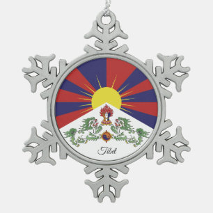 Tibetaanse sneeuwvlok, Tibetaanse vlag Tin Sneeuwvlok Ornament