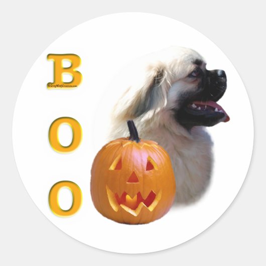 Tibetaanse spaniël Boo Ronde Sticker (Voorkant)