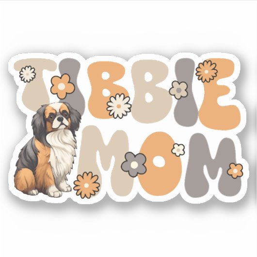 Tibetaanse Spaniel Groovy Tibbie Mom Sticker (Voorkant)