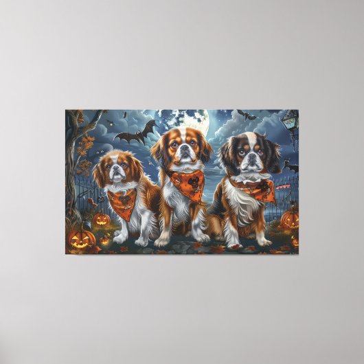 Tibetaanse Spaniel Halloween Griezelig Canvas Afdruk (Voorkant)