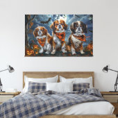 Tibetaanse Spaniel Halloween Griezelig Canvas Afdruk (Insitu (Slaapkamer))