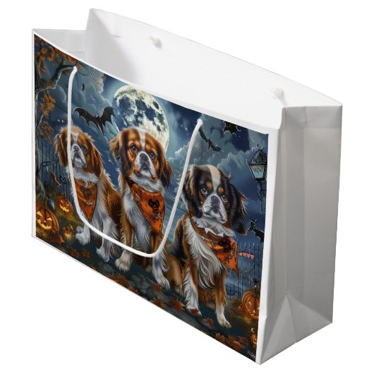 Tibetaanse Spaniel Halloween Griezelig Groot Cadeauzakje (Voorkant Gekanteld)