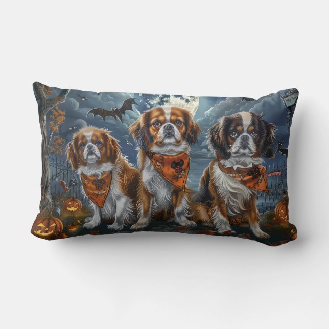 Tibetaanse Spaniel Halloween Griezelig Kussen (Achterkant)