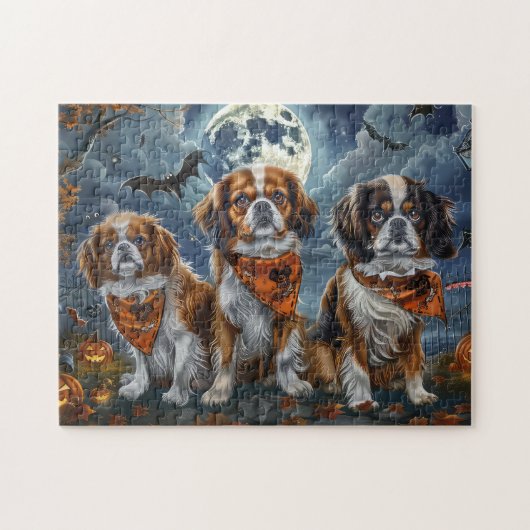 Tibetaanse Spaniel Halloween Griezelig Legpuzzel (Horizontaal)