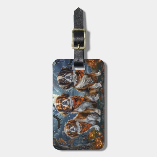 Tibetaanse Spaniel Halloween Spooky Bagagelabel (Voorkant verticaal)