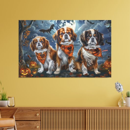 Tibetaanse Spaniel Halloween Spooky Canvas Afdruk (Insitu (Woonkamer))