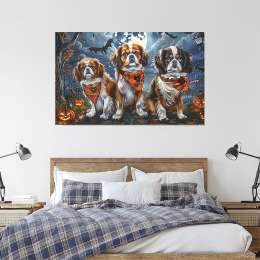 Tibetaanse Spaniel Halloween Spooky Canvas Afdruk (Insitu (Slaapkamer))