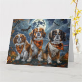 Tibetaanse Spaniel Halloween Spooky Kaart (Gele Bloem)