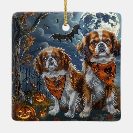 Tibetaanse Spaniel Halloween Spooky Keramisch Ornament (Achterkant)