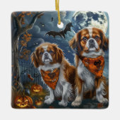 Tibetaanse Spaniel Halloween Spooky Keramisch Ornament (Voorkant)