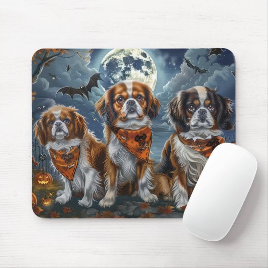 Tibetaanse Spaniel Halloween Spooky Muismat (Met muis)