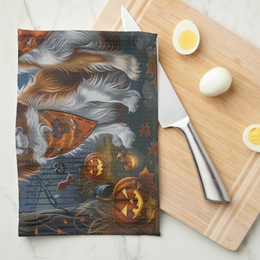 Tibetaanse Spaniel Halloween Spooky Theedoek (Quarter Fold)