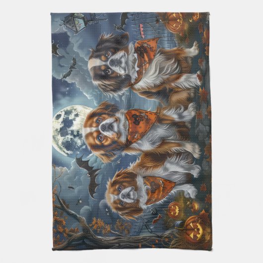 Tibetaanse Spaniel Halloween Spooky Theedoek (Verticaal)