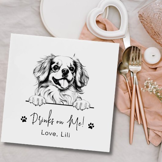 Tibetaanse spaniël hond gepersonaliseerde Drinken  Servet