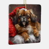 Tibetaanse Spaniel Hond Kerst Feestelijk Keramisch Ornament (Rechts)