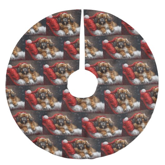 Tibetaanse Spaniel Hond Kerst Feestelijk Kerstboom Rok (Voorkant)