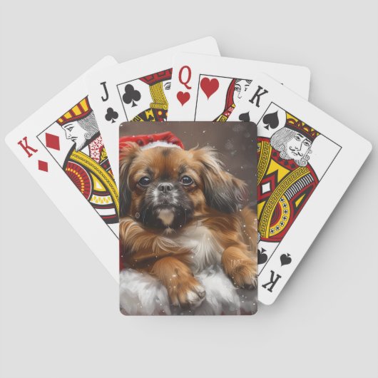 Tibetaanse Spaniel Hond Kerst Feestelijk Pokerkaarten (Achterkant)