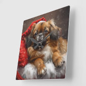 Tibetaanse Spaniel Hond Kerst Feestelijk Vierkante Klok (Hoek)