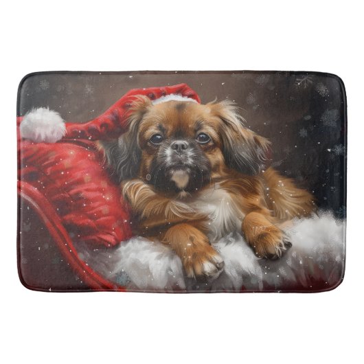 Tibetaanse Spaniel Hond Kerst Mis Badmat (Voorkant)