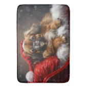 Tibetaanse Spaniel Hond Kerst Mis Badmat (Voorkant Verticaal)