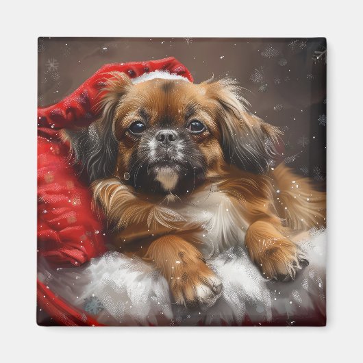 Tibetaanse Spaniel Hond Kerst Mis Magneet (Voorkant)