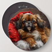 Tibetaanse Spaniel Hond Kerst Mis Ronde Button 6,0 Cm (Voorkant /achterkant)